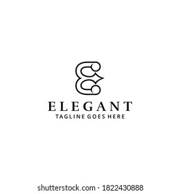 Creative illustration modern elegant E sign luxury logo design template