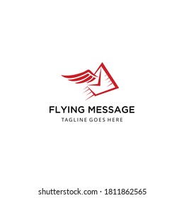 Creative illustration modern envelope fly with wings logo icon vector template