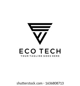 Creative Illustration modern ET geometric triangle logo design
