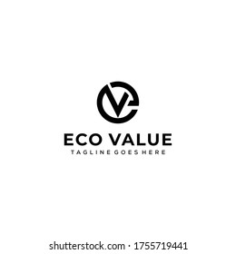 Creative Illustration modern E,V sign geometric logo design template