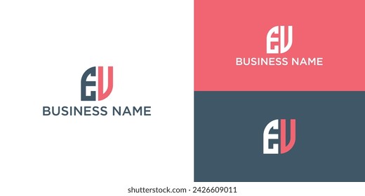 Creative Illustration modern E,V sign geometric logo design template