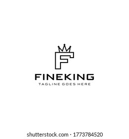 Creative Illustration modern F with crown sign geometric logo design template