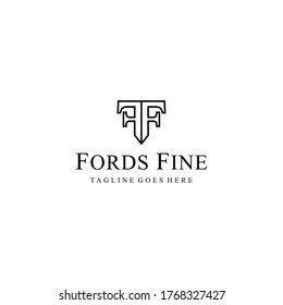 Creative Illustration modern F,F sign geometric logo design template