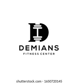 Creative illustration modern fitness gym sign on letter D logo icon vector template