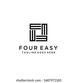 Creative Illustration modern four E sign geometric logo design template