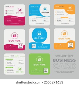 Creative Illustration Modern Full Editable Square Business Card Design Template 