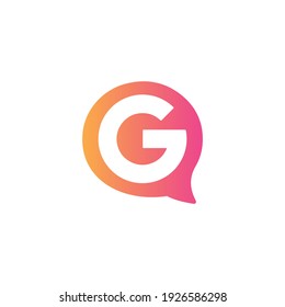 Creative Illustration modern G with bubble talk sign geometric logo design template