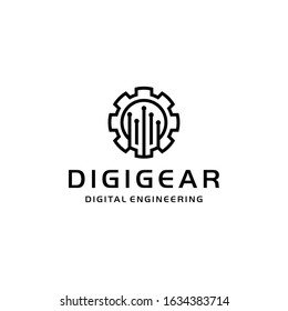 Creative illustration modern gear connect technology logo icon vector sign industrial