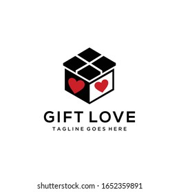 Plantilla vectorial de icono de logotipo de caja de regalo moderna