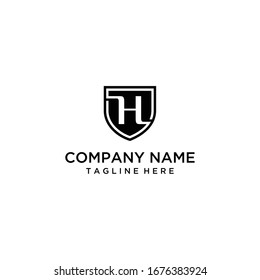 Creative Illustration modern H with shield sign geometric logo design template