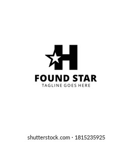 Creative Illustration modern H with star sign monogram logo design template