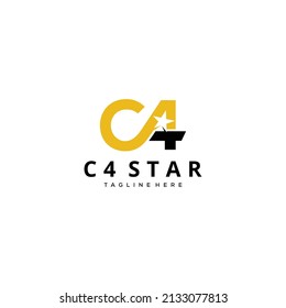 Creative Illustration modern initial C4 star sign geometric logo design template