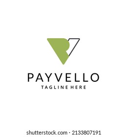 Creative Illustration modern initial PV sign geometric logo design template