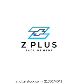 Ilustración creativa plantilla de diseño de logotipo geométrico inicial moderno Z plus por señalización