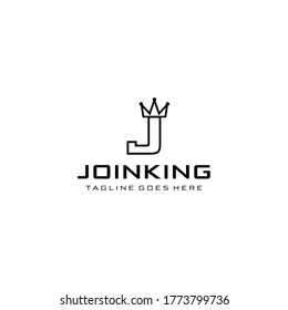 Creative Illustration Moderne J mit geometrischen Logo-Design-Vorlage für Kronzeichen