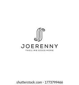 Creative Illustration modern J,R sign luxury logo design template