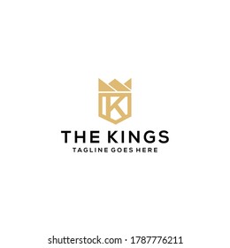 Creative Illustration modern K with crown sign geometric logo design template