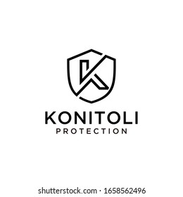 Creative Illustration modern K  with shield sign geometric logo design template