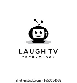 Creative illustration Modern laugh face on television sign logo design template