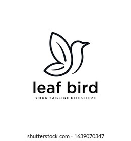 Creative illustration modern leaf bird logo template