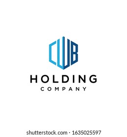 Creative Illustration modern letter CWB geometric hexagon logo design