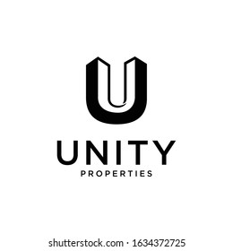 Creative Illustration modern letter U geometric logo design