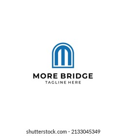 Creative Illustration modern M with bridge building sign geometric logo design template