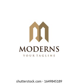 Ilustración creativa plantilla moderna de diseño de logotipo geométrico de signo M