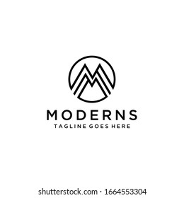 Creative Illustration modern M sign geometric logo design template