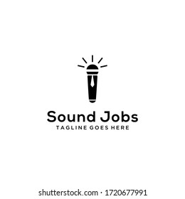 Creative illustration Modern microphone with tie design logo concept icon template