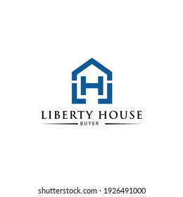 Creative illustration modern minimalist LH or H house sign logo design template 