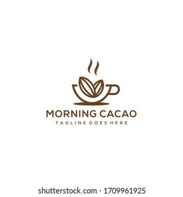 Creative illustration modern morning enjoy with hot chocolate logo template