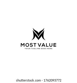 Creative Illustration modern M,V sign geometric logo design template