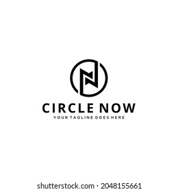 Ilustración creativa N moderna con plantilla de diseño de logotipo geométrico de signo de círculo