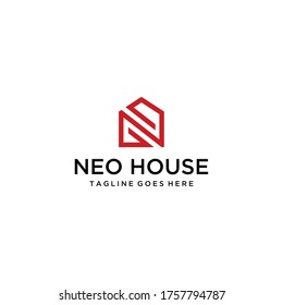 Creative Illustration modern N house sign geometric logo design template