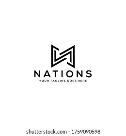 Creative Illustration modern N sign geometric logo design template