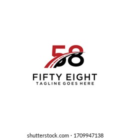 Creative Illustration modern number 58 with road sign geometric logo design template