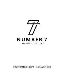 Creative illustration modern number 7 seven sign geometric logo design template