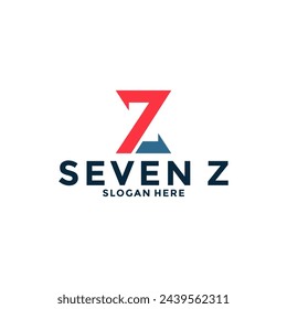 Creative Illustration modern number 7 seven and letter Z logo design template