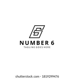 Creative illustration modern number six sign geometric logo design template