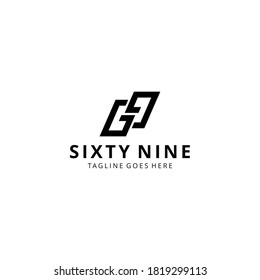 Creative illustration modern number sixty nine G9 or 69 sign geometric logo design template