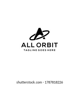 Creative Illustration modern A with orbit sign geometric logo design template