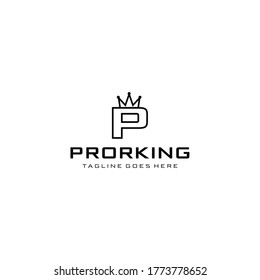 Creative Illustration modern P with crown sign geometric logo design template