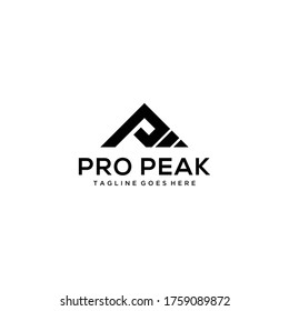 Creative Illustration Modern P Peak Sign Geometric Logo Design Template