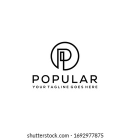 Creative Illustration modern P sign geometric logo design template