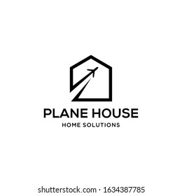 Creative illustration modern plane in house logo icon vector template