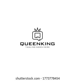 Ilustración creativa Q moderno con plantilla de diseño de logotipo geométrico de signo de la corona