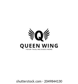 Creative Illustration modern Q with wings sign luxury geometric logo design template