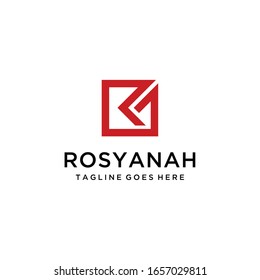 Creative Illustration modern R sign geometric logo design template