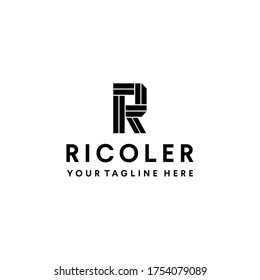 Creative Illustration modern R sign geometric logo design template